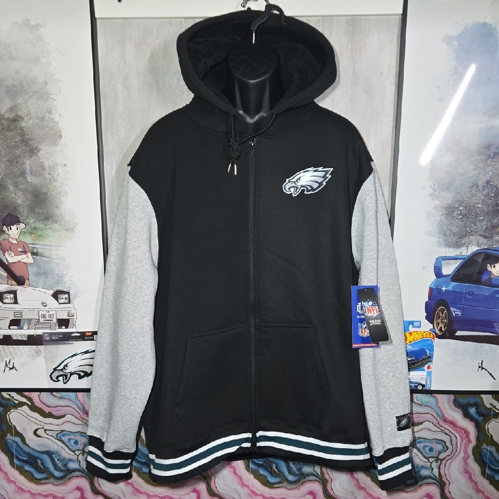 XL Philadelphia Eagles Heavyweight Fleece Zip-Up Hoodie